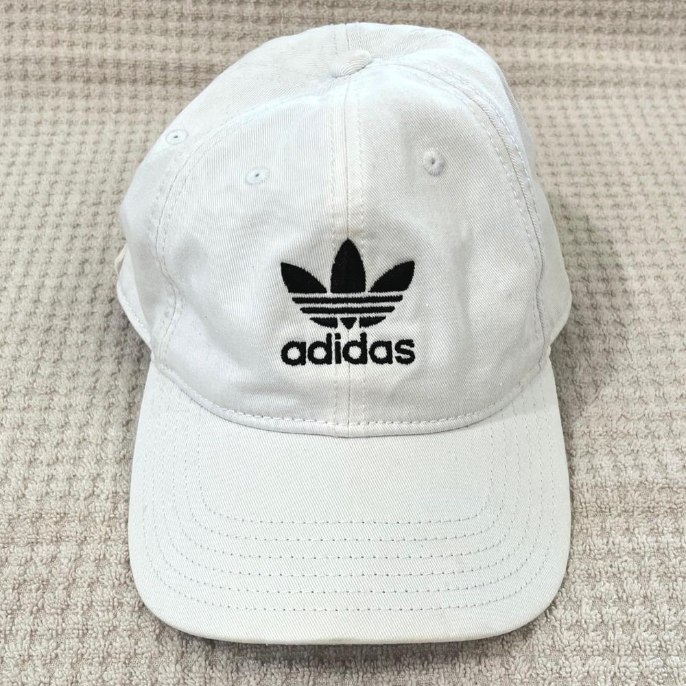 Adidas Mens Originals Relaxed Strapback Hat OSFM White Trefoil Logo Cap BH7135